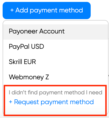 Monetag - request payment method
