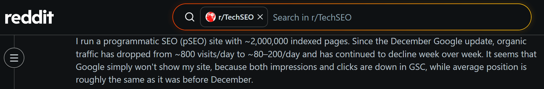 Monetag - Reddit post on zero-click search and organic traffic drop