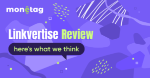 Monetag - Linkvertise Review cover highlighting payouts, user experience, and top alternatives for publishers