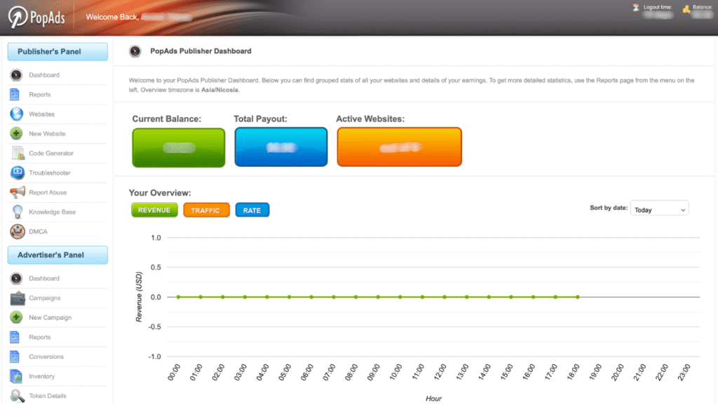 Monetag - PopAds publisher dashboard for publishers comparing PopAds alternatives in 2026.